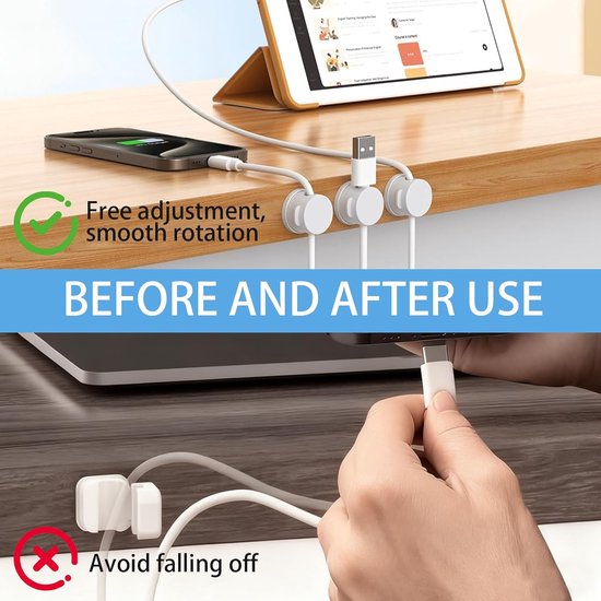10 stuks kabelbeheer magnetische organizer clips kabel bureau organizer voor kabels oplader muis oortelefoon gebruiksvoorwerpen keuken kantoor stroomkabels — afbeelding 5