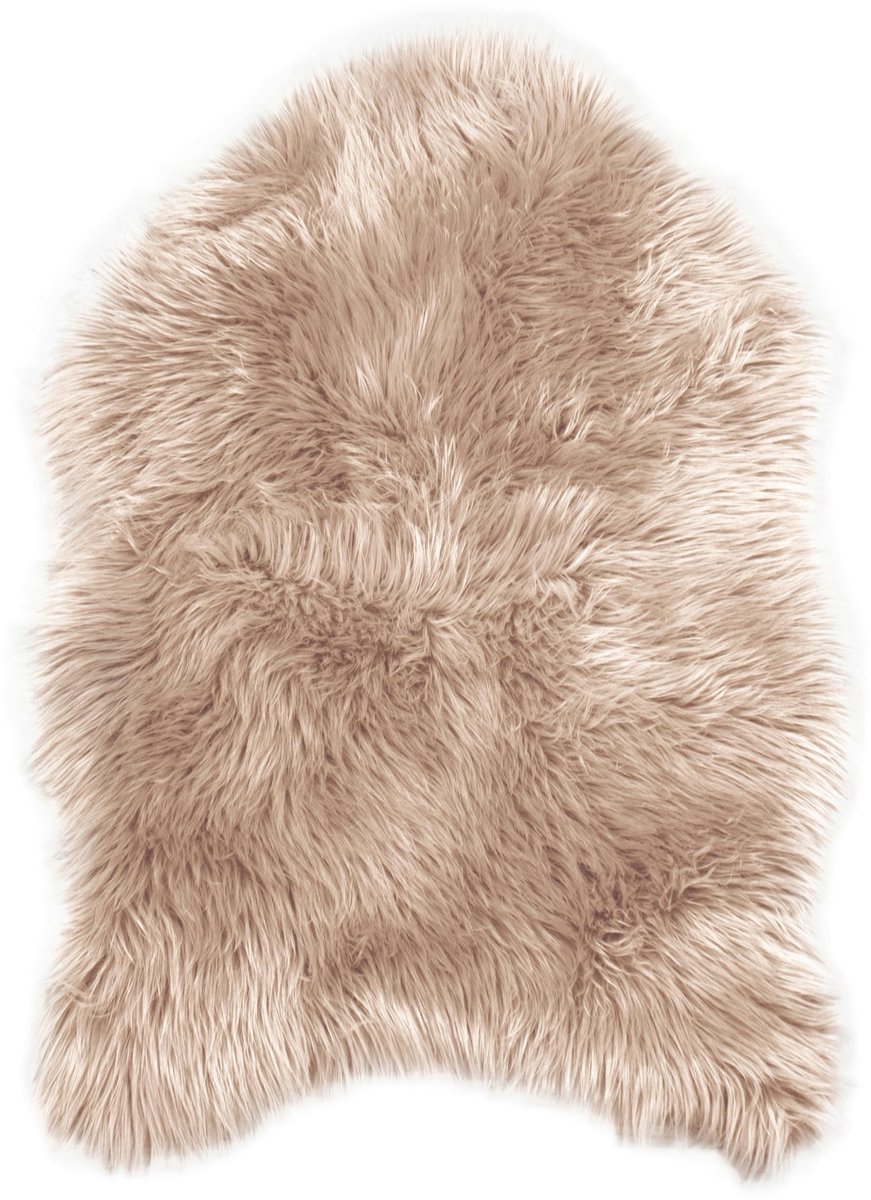 Wölkchen Schapenvacht Tapijt, Imitatiebont Lamsvacht, Schapenvel Imitatievacht - Kunstbont Tapijt Slaapkamer Woonkamer - Wasbaar Bont Tapijt, Decoratiebont - Beige - 100 x 150 cm Bontvorm