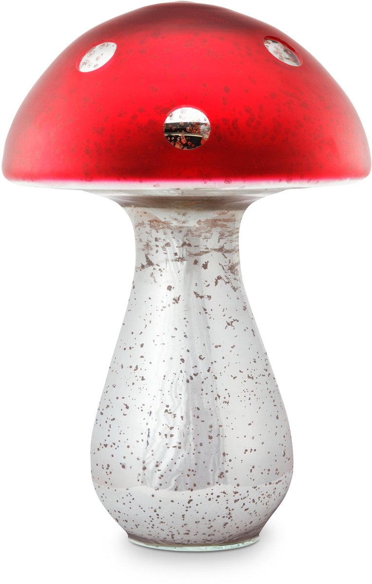 Pip Studio - Home Accessories - Decoratie Paddenstoel - Glas - Zilver/Rood - 30 cm