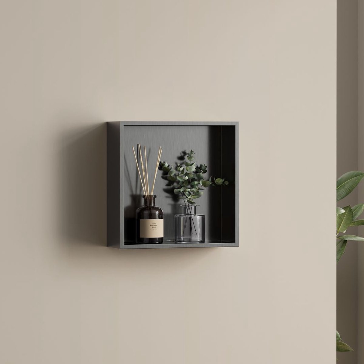 Badkamer opbouwnis 30x30x8cm Sanitado Foya Logy in gunmetal