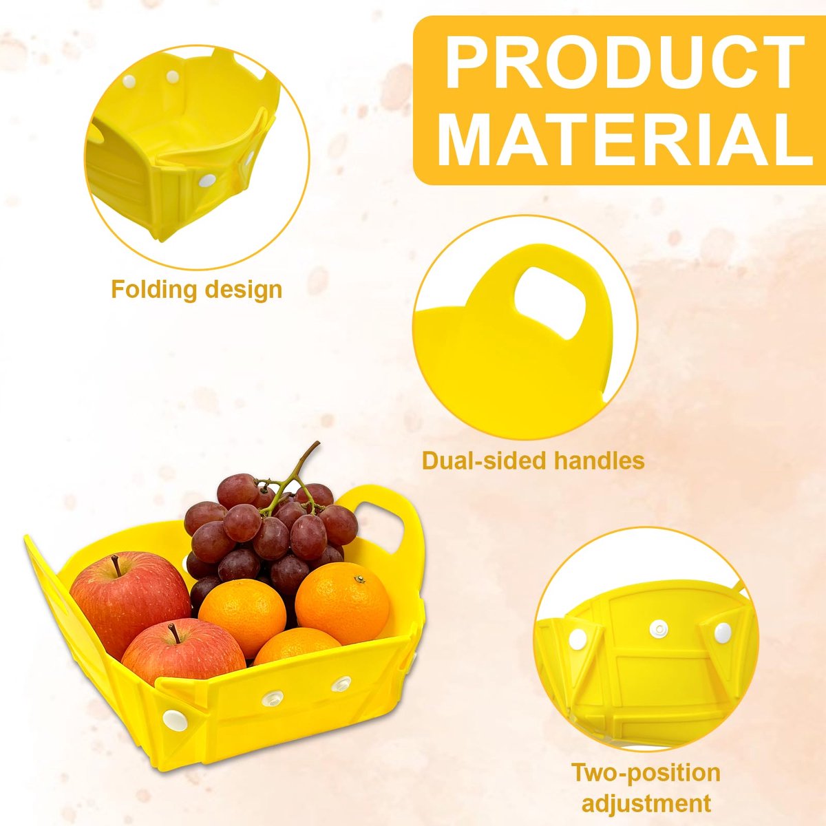 Fruitmand, multifunctionele fruitmand, 2-delig, met handgrepen, opbergmand voor keuken en buiten, broodmand en snackmand