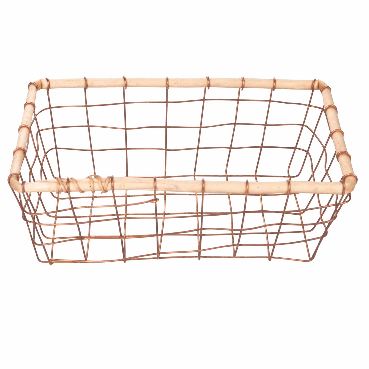 d'Este Home Tivoli Grote rechthoekige mand 36 x 24 cm van ijzer en hout, La Cucina