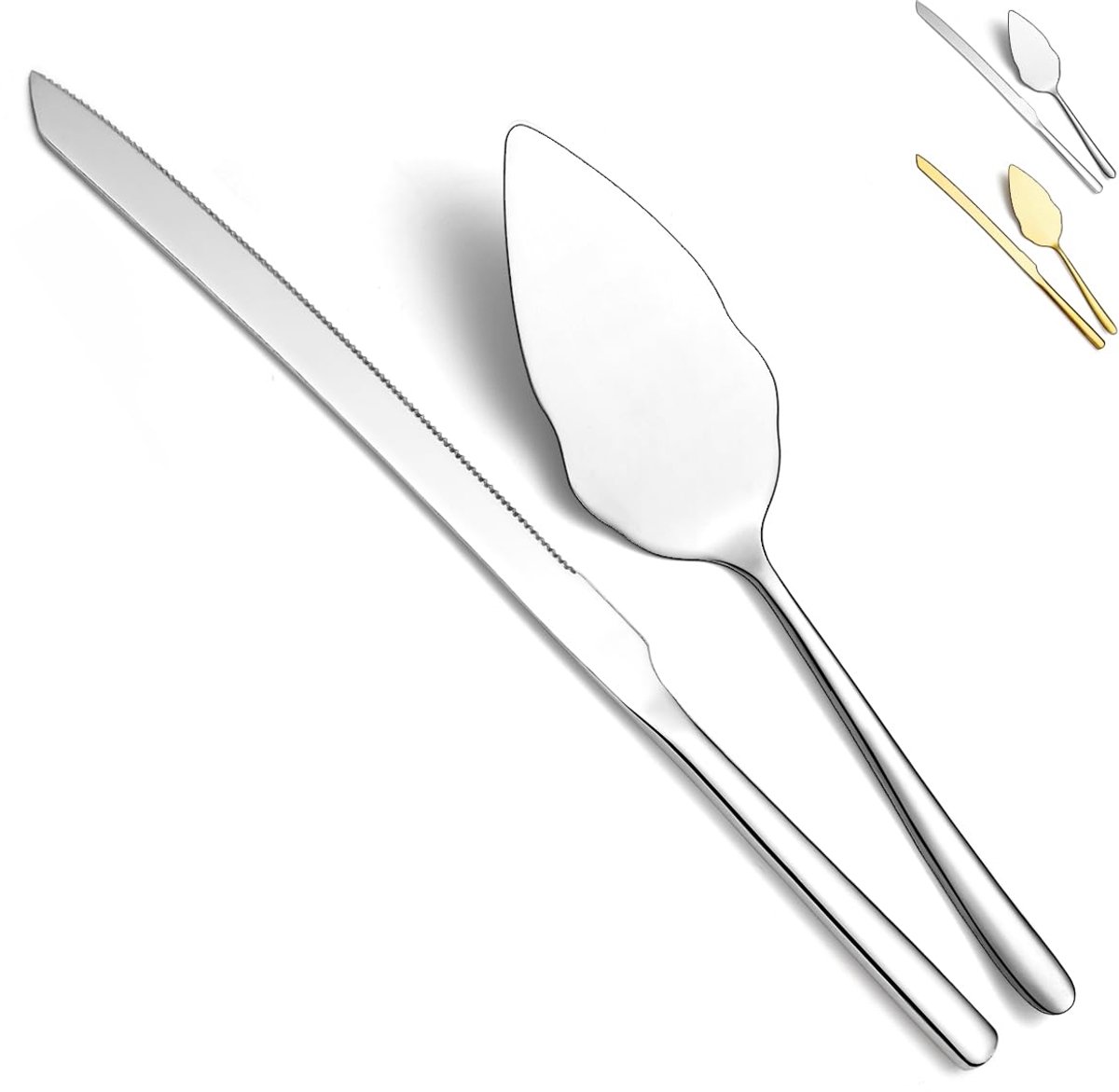 Bruidstaartmes En Serverset, Roestvrijstalen Taartsnijset Voor Bruiloft, Inclusief Taartsnijder En Taartserver Voor Bruiloft, Feesten, Activiteiten, Familie, Vaatwasmachinebestendig (Glanzend Zilver)