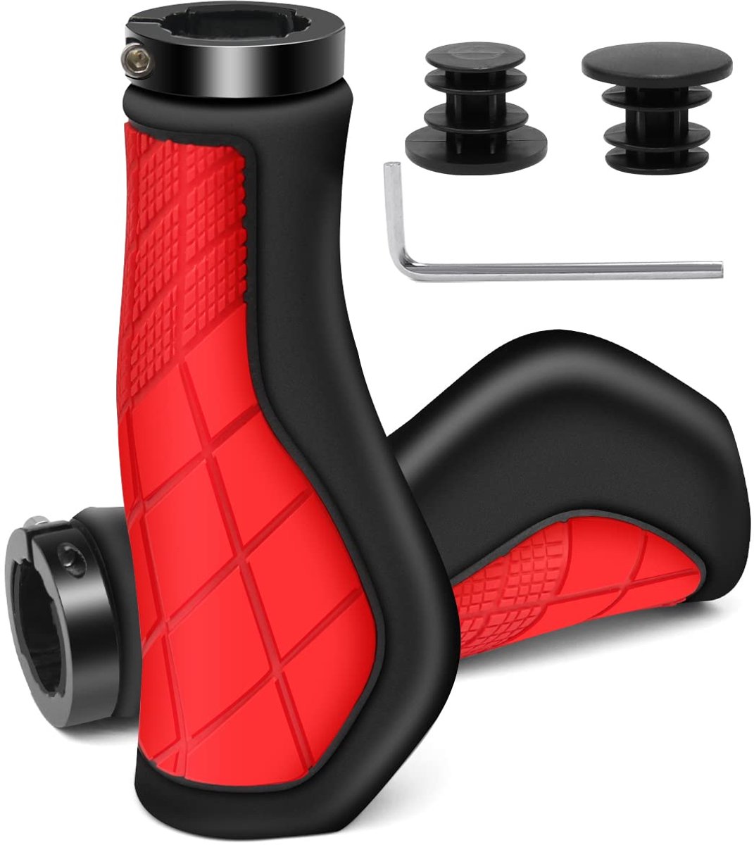 Fietshandgrepen, ergonomische MTB-handgrepen, antislip, rubberen stuurgrepen voor 22,2 mm e-bike, trekkingfiets, mountainbike, scooter fietshandgrepen