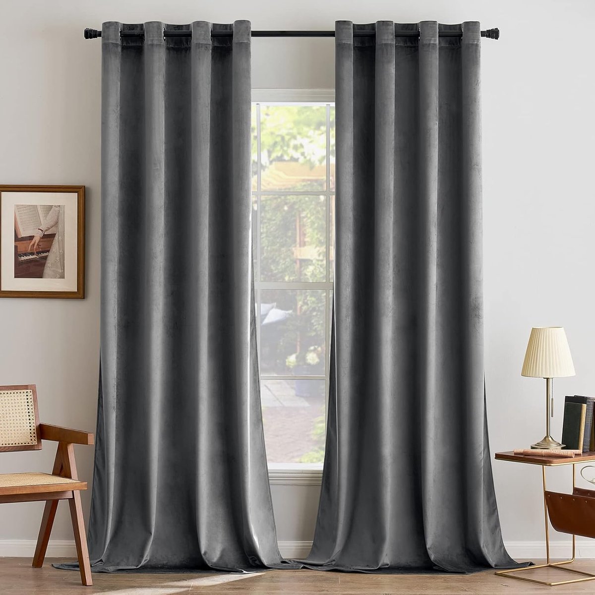 Gordijnen – Zachte en Luxe Kant-en-klare Gordijnen, Set van 2 Gordijnen voor Slaapkamer en Woonkamer, Thermisch Isolerende en Verduisterende Eigenschappen, 260x200 CM (HxB), Grijs