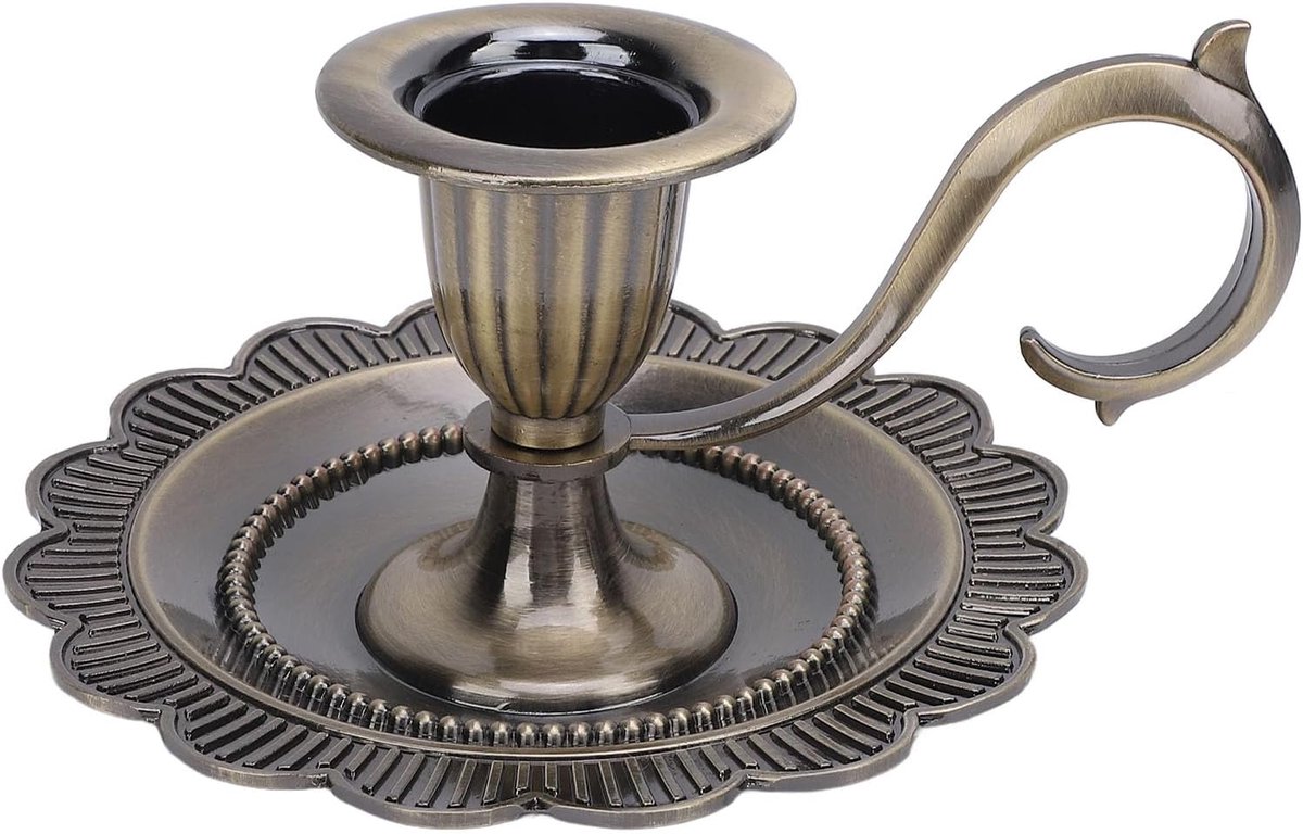 Kandelaar Houder, Retro Europese Stijl Handheld Zinklegering Kandelaar Houder, Tafel Kaarslicht Stand | Antieke Kaarsenhouder | Enkele Kaarsenhouder voor Thuis (Antiek
