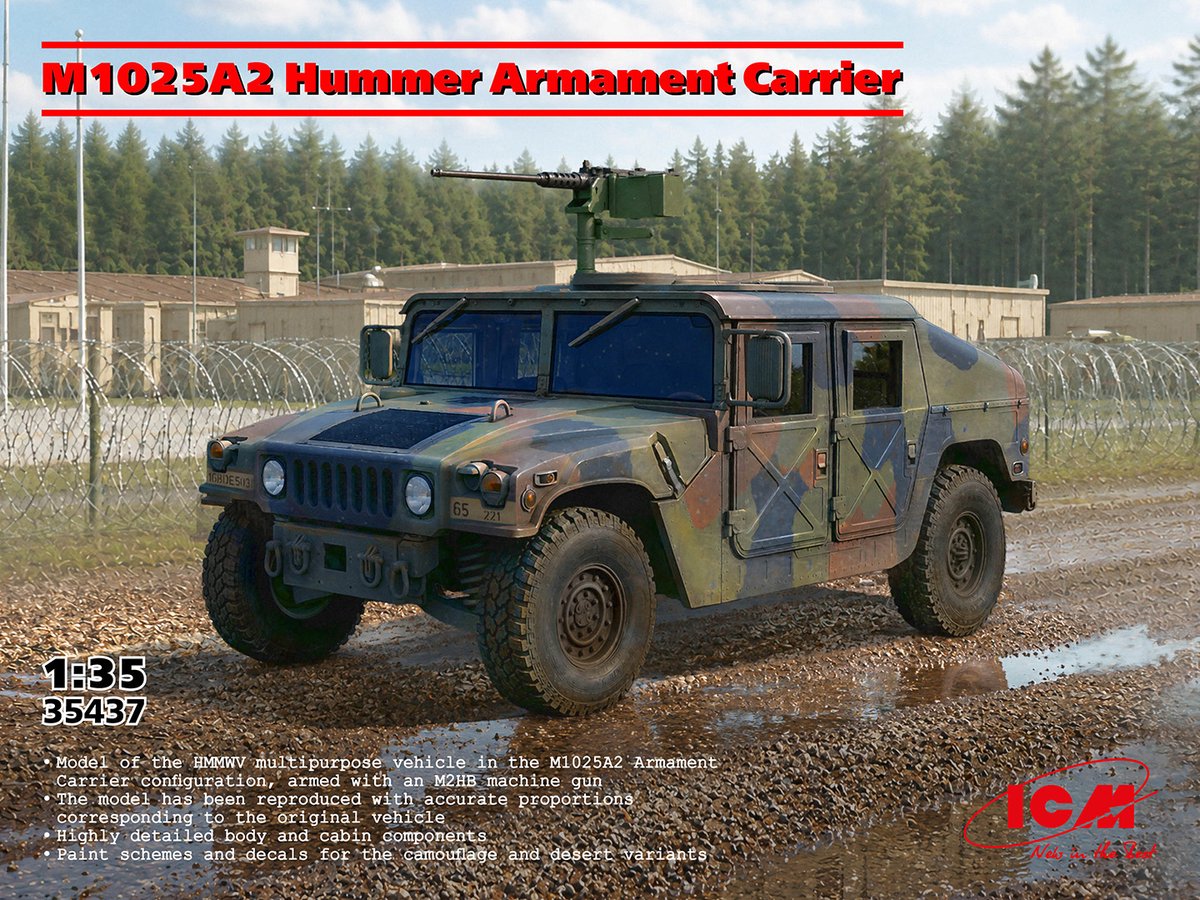 ICM Modelbouwpakket Militaire voertuigen - 35437 M1025A2 Humvee Armament Carrier - Amerikaans Pantservoertuig Plastic - 1:35 - Modelbouw