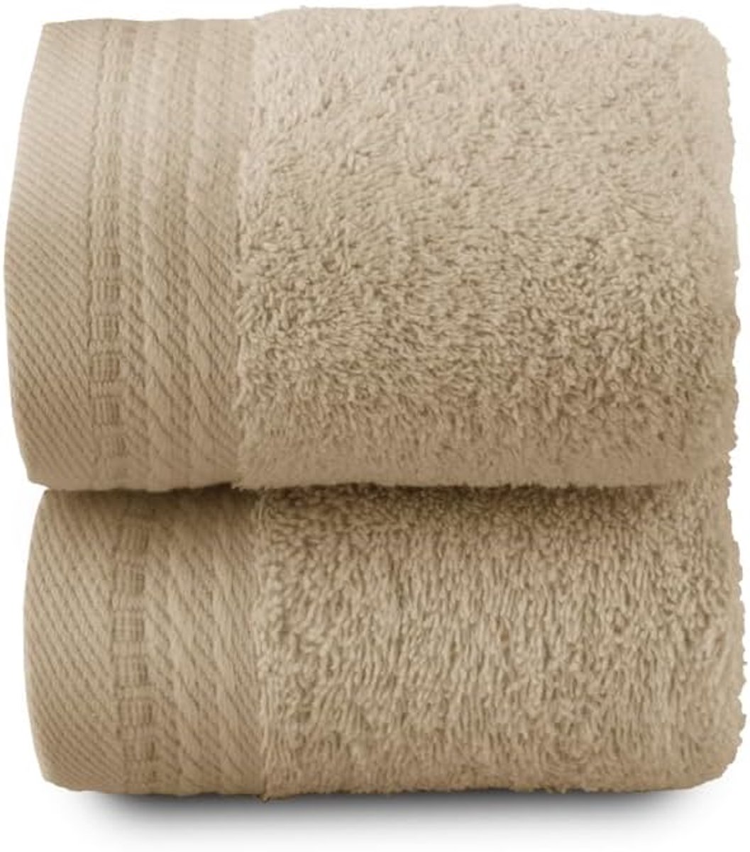 Towel Premium - grote badhanddoeken - 2 gezichts- of bidethanddoeken, 30 x 50 cm, 100% katoen, 600 g, camelbruin