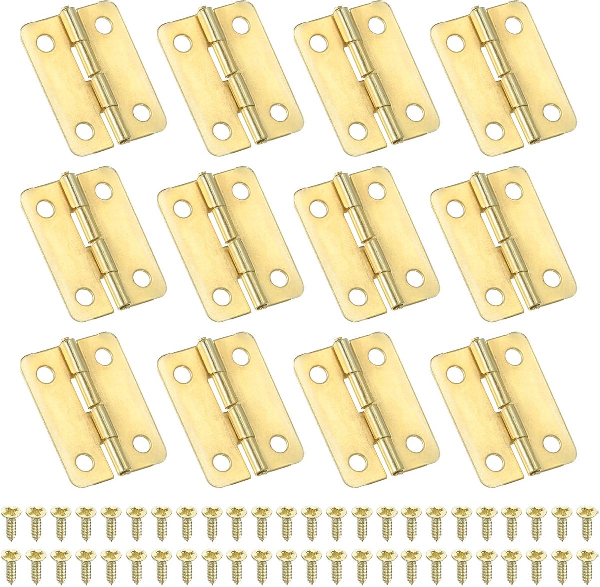 Kleine Ronde Scharnieren 2,54 cm, 12-pack Mini Sieradendoos Scharnier met Schroef voor Sieraden Houten Dozen Kast Lade Deuren Poort, Goud