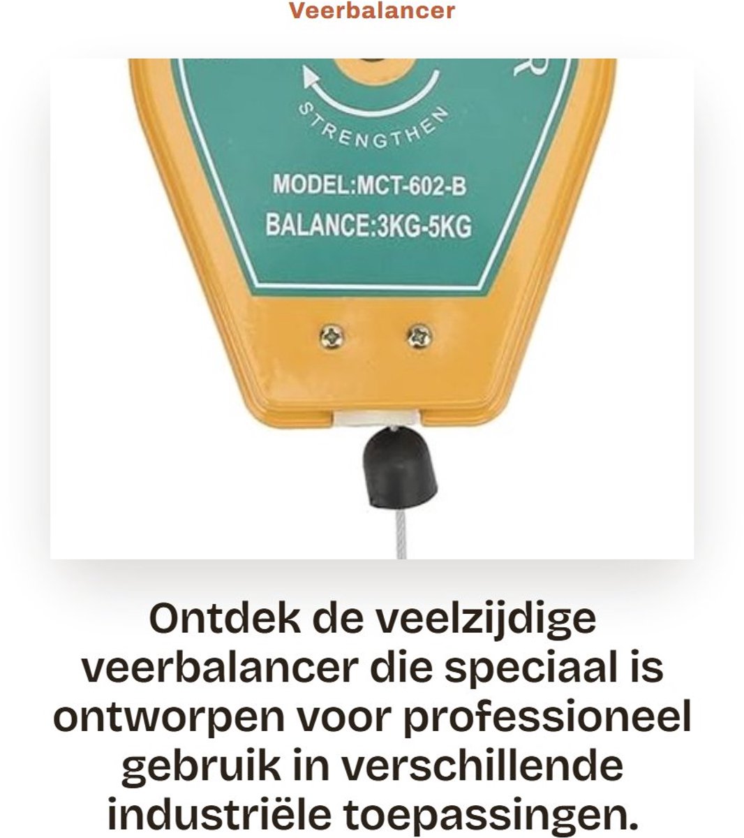 Dailygoods- Veerbalancer 3-5 kg Draagvermogen - Instelbare Spanning - Handmatige Vergrendeling - Eenvoudig te Bedienen - Veiligheidsvoorziening - Roestvrij Staal/IJzer - Gereedschapsbalancer