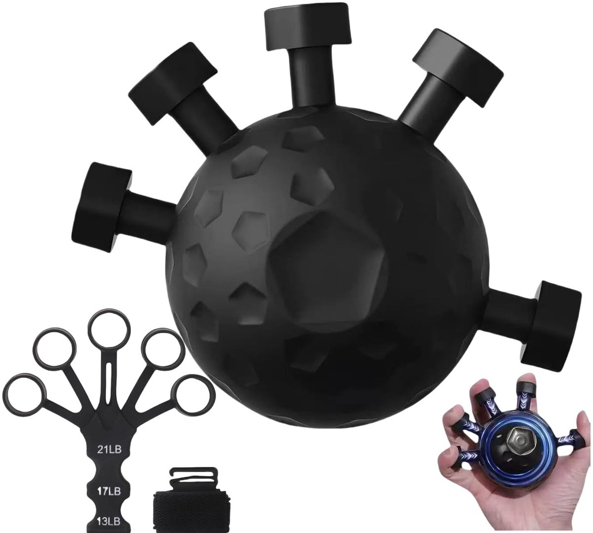Dailygoods- Handtrainingsset - Gripkrachttrainer - Vingertrainer - Onderarmtraining - Spieropbouw - Revalidatie - Duurzaam siliconenmateriaal - Griptrainer