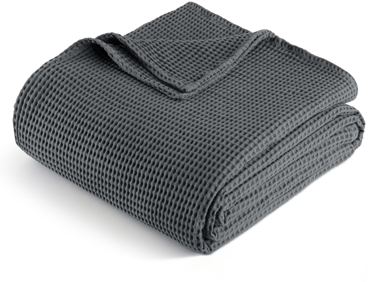 Mezcla Gefactureerde Plaid Dekbed in 100% Katoen, Licht, Zacht en Comfortabel voor Bed, Bank en Bureau, Alle Seizoenen, 220x240 cm, Marineblauw