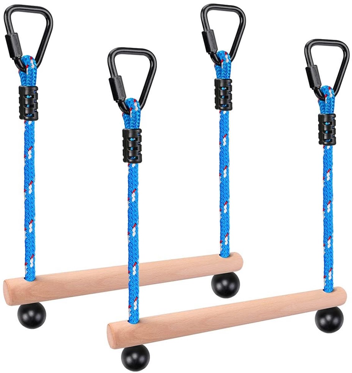 Hindernisparcours Slackline Bar, 2-delige aapstang, 35 cm, hout, outdoor speelplaats, hangende karabijnhaak, trainingsapparaat, indoorplezier, activiteit voor kinderen, 113 kg, 14+ jaar