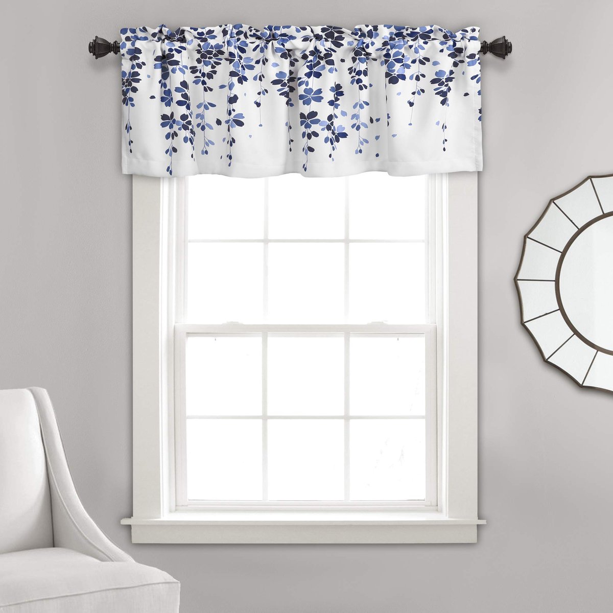 Raamgordijn, marineblauw en blauw, 46 cm x 132 cm, marineblauw en blauw