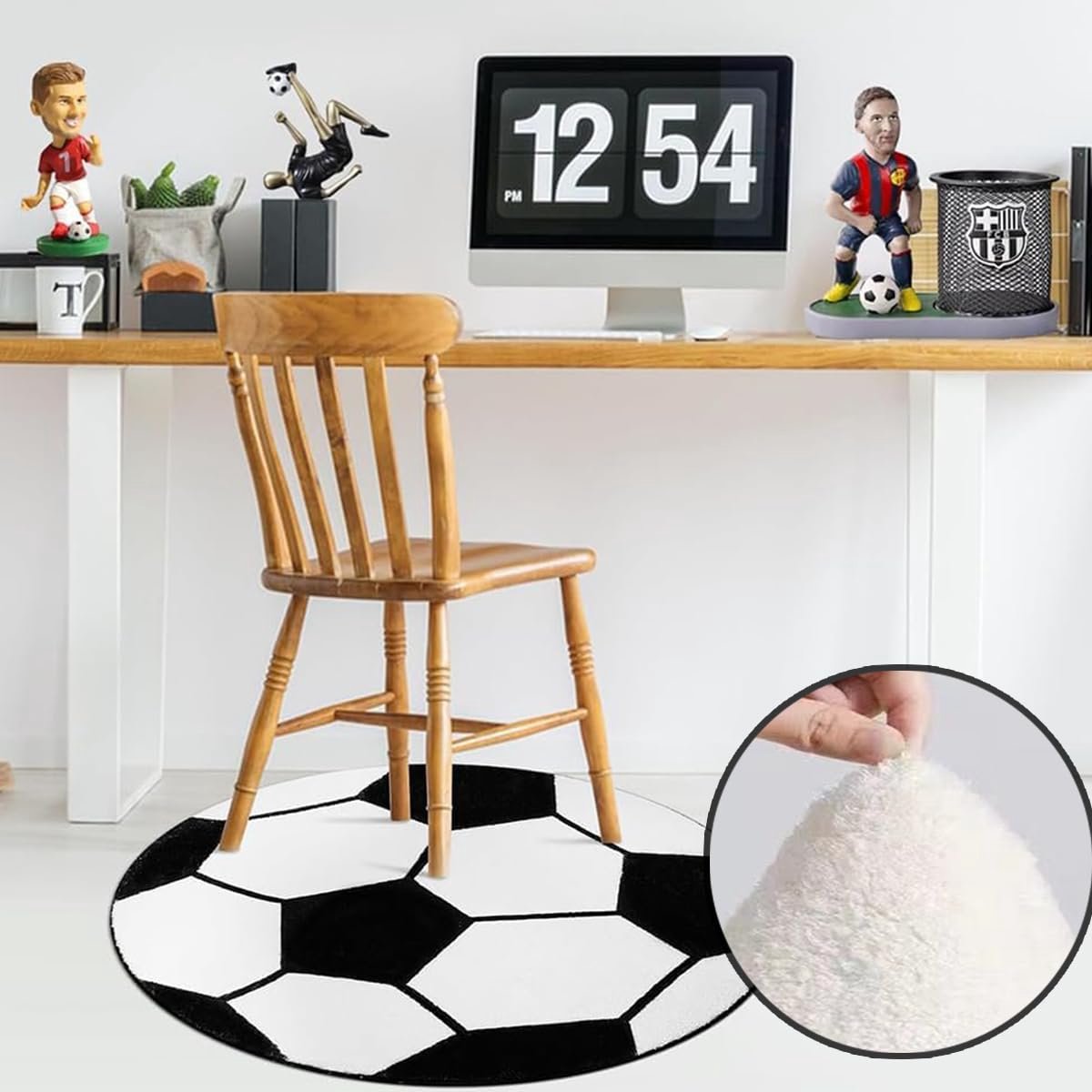 Tapijt, Voetbal Kinderkamertapijt Antislip Wasbare Badmat Stoelmat Vloerkleed Deurmat Woonkamertapijt Decoratie voor Slaapkamer en Badkamer (60 * 60CM)