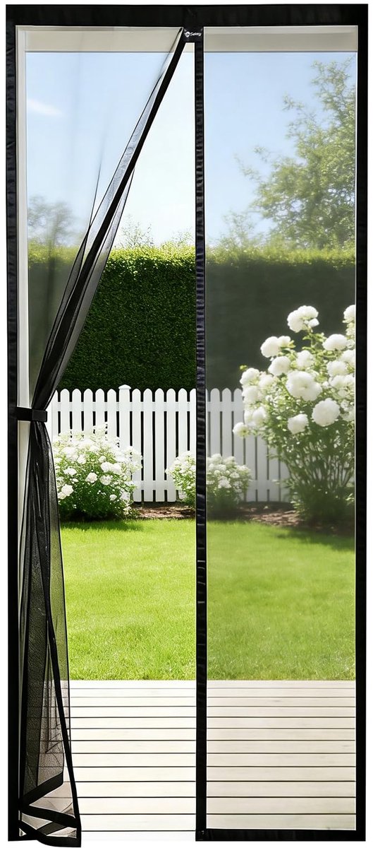 Vliegengaas voor balkondeur, magnetisch, insectenbescherming, deurgordijn, muggennet, 85 x 225 cm, zwart