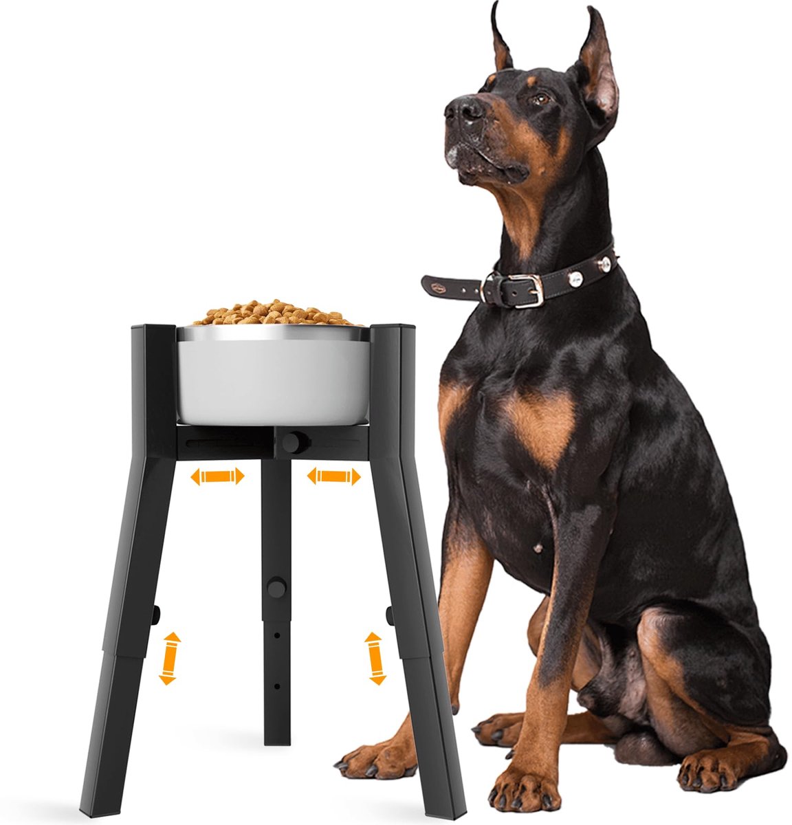 voerbak voor grote honden, hoogte 3 niveaus voor kommen 17,8 - 27,2 cm