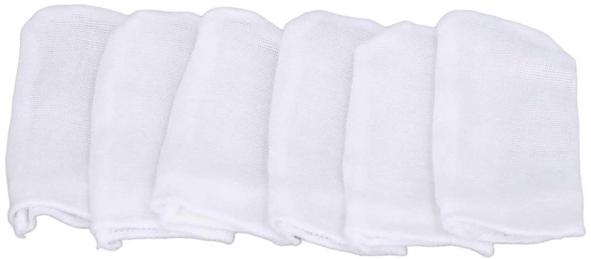 Dailygoods- Vingerborstel 6 Stuks - Zachte Baby Vingerborstel - Katoenen Gaas - Tand- en Mondreiniger - Bevestigingsring - Comfortabele Verzorging - Tandenborstel