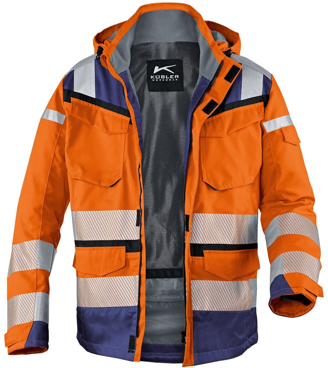 KUBLER PSA REFLECTIQ 13078332 Hi Vis Reflecterend Hardshell Werkjas HEREN Veiligheidsjas Oranje Donkerblauw - Waterdicht