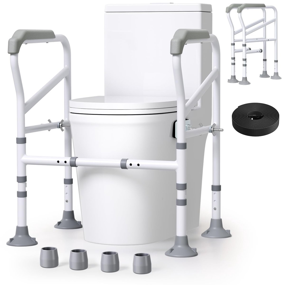 Dailygoods- Toiletframe verstelbaar 68,5-73,5 cm - Toiletsteun zonder boren - Stabiele ondersteuning tot 150 kg - Geschikt voor senioren - Hoogwaardig koolstofstaal - Roestbestendig en duurzaam