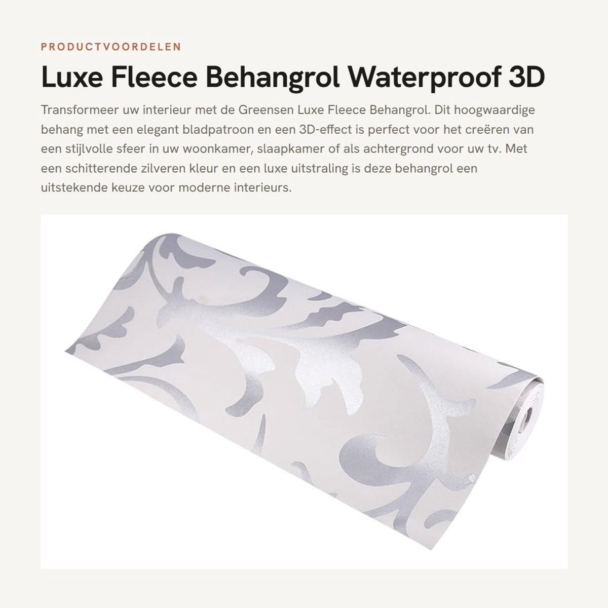 Dailygoods- Behang Luxe Geëmbosseerd - Vliesbehang - Waterdicht - Bladerenpatroon - Antibacterieel - 0,53m x 10m - Muurdecoratie