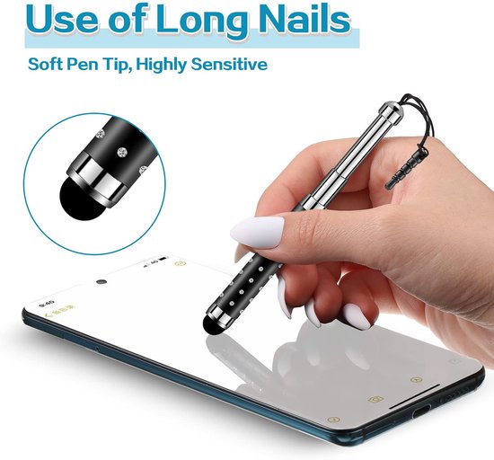 Dailygoods- Stylus Pen - 5 Stuks - Intrekbare Capacitatieve Pen - Universeel voor Touchscreen - Geschikt voor Smartphone/Tablet - Leuk Cadeau — afbeelding 3