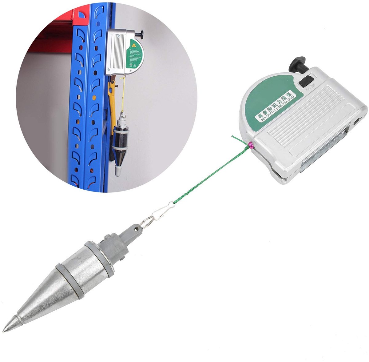 Dailygoods- Schietlood Hoge Hardheid - Magnetische Draadhamer - Instelbare Afstand - Duurzaam Metaal - Flexibel en Handig - Geschikt voor Verticale Meting - Meetlint