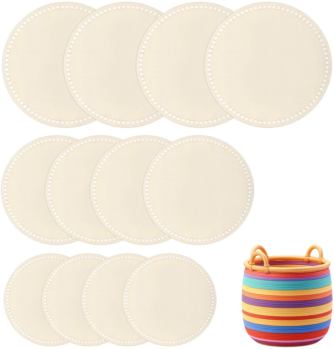 Manden, 10/15/20 cm, mandbodem voor haken, houten vloer voor haken, houten vloer, haakmand, houten basis, natuurlijke houten bodem voor doe-het-zelf mand