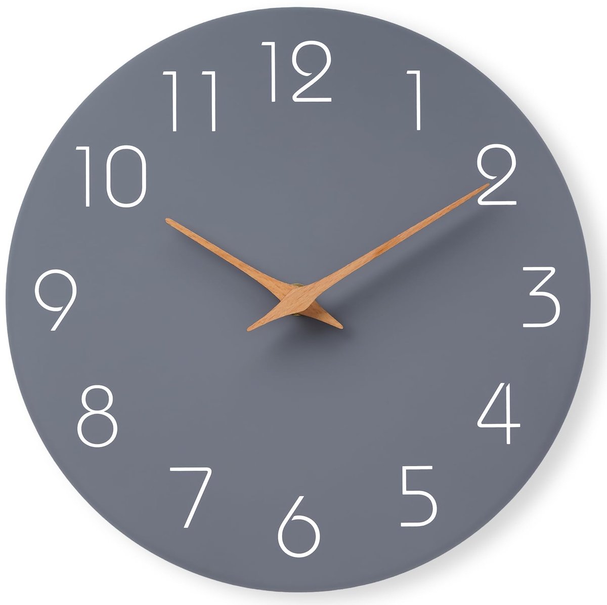 Wandklok, 30 cm, stil, geen tikgeluid, modern houten design, perfect voor de decoratie van slaapkamers, woonkamers, keukens, badkamers en kantoren, grijs.