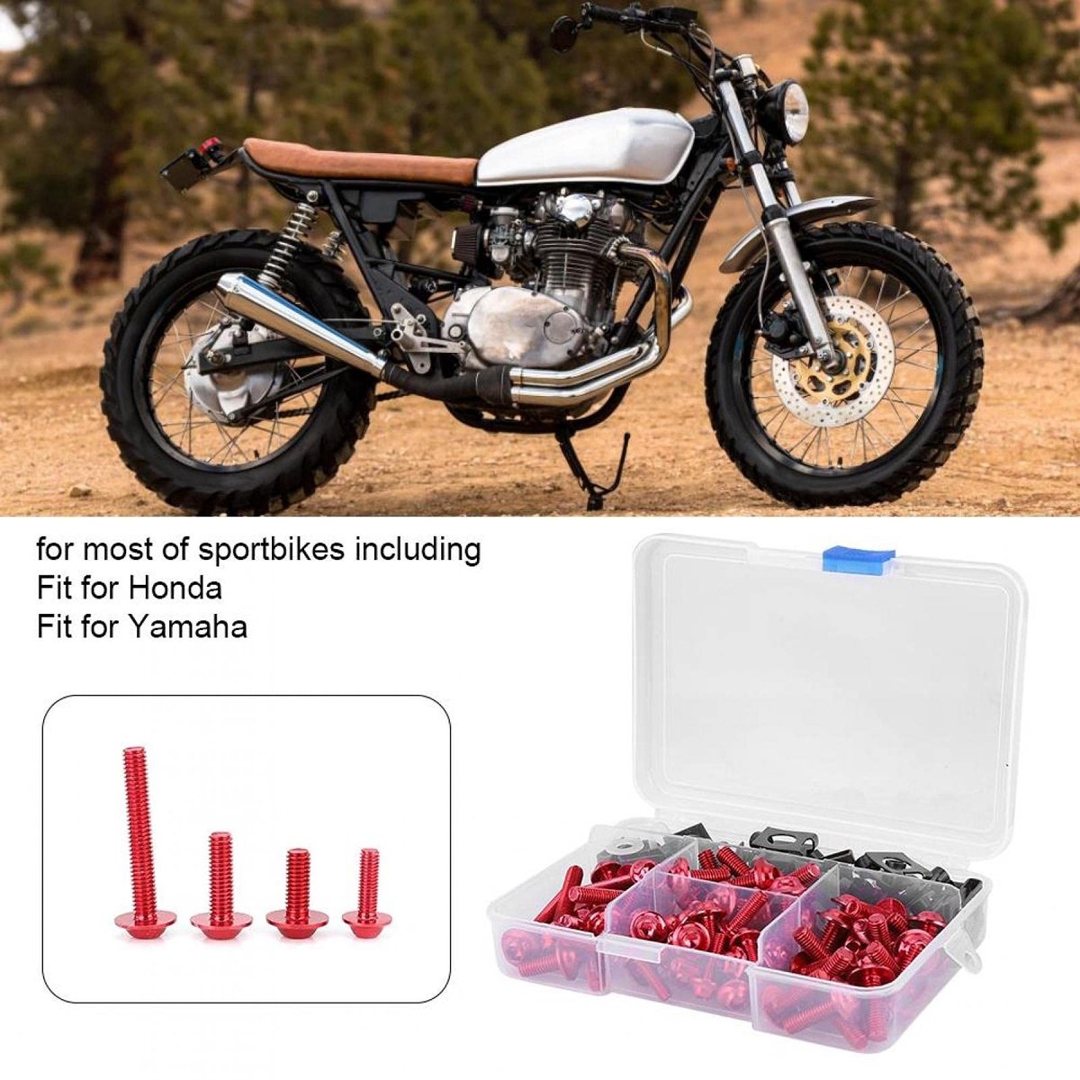 Dailygoods- Motorfiets Schroeven 177 Stuks - Aluminium - M5/M6 Bouten - Geschikt voor Sportfietsen - Inclusief Snelheidsclips/Ringen - Nieuw - Motorbout