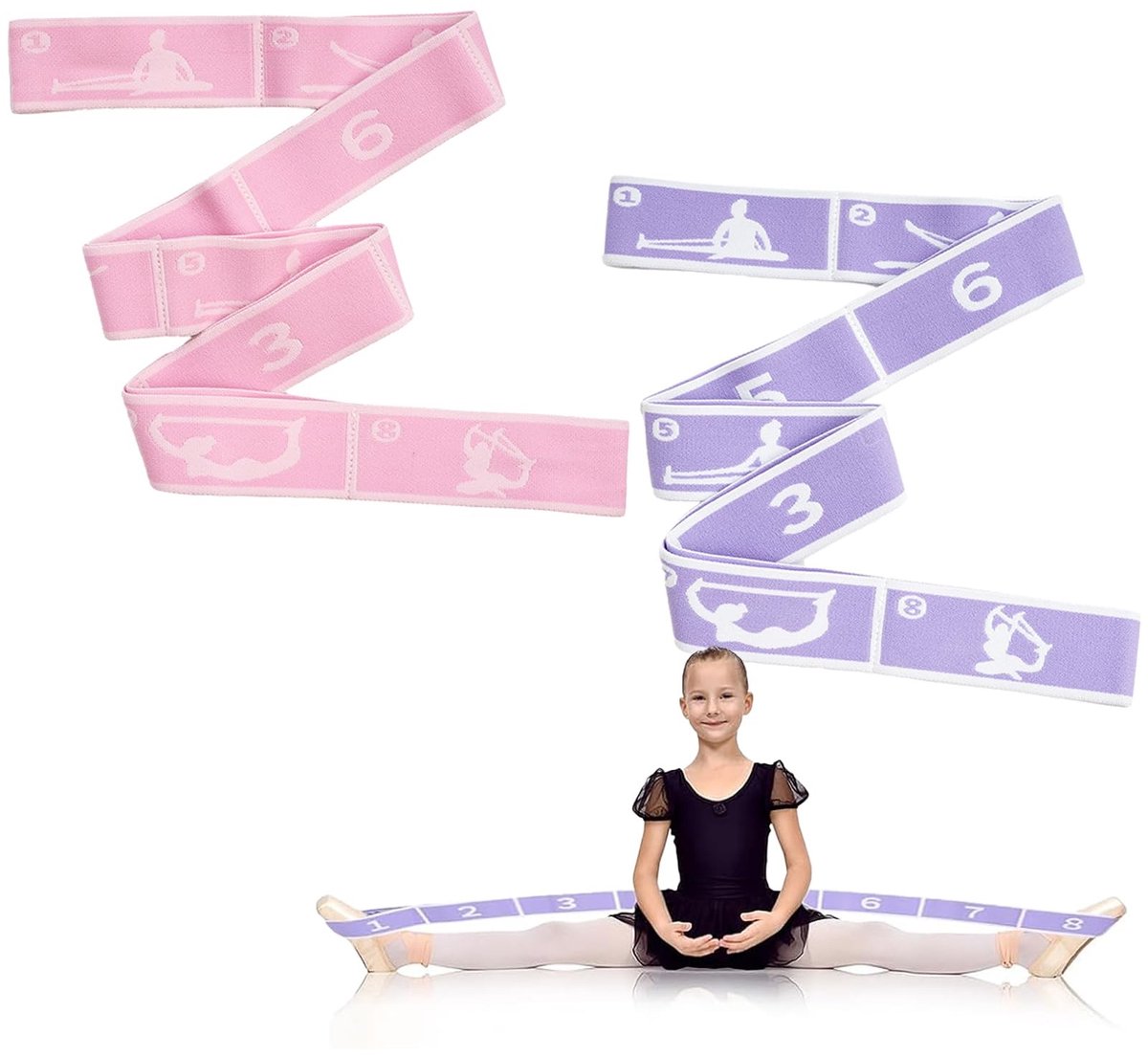 Dailygoods- Yogabanden 2 stuks - Verstelbare lussen 8 - Flexibele Weerstandsbanden - Stretchbanden - Duurzaam Materiaal - Verbeter je Flexibiliteit - Weerstandsband