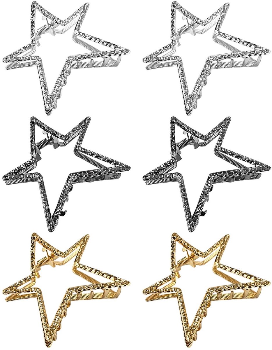 Dailygoods- Haarspelden 6 stuks - Vijfpuntige Ster - Antislip - Retro - Gepersonaliseerd - Duurzaam Materiaal - Haarklemmen
