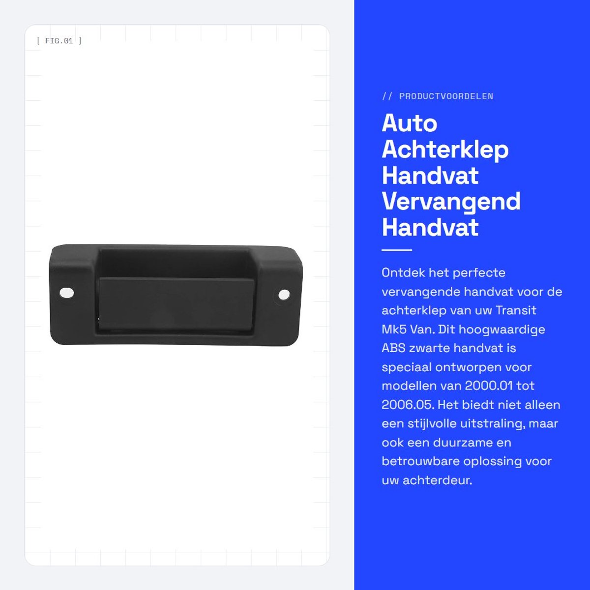 Dailygoods- Achterklep Handvat Vervanging - ABS Zwart - Geschikt voor Transit Mk5 Van - OEM-nummers 1494098/1494102 - Hoogwaardige Auto Accessoire - Innovatief Ontwerp - Deurklink