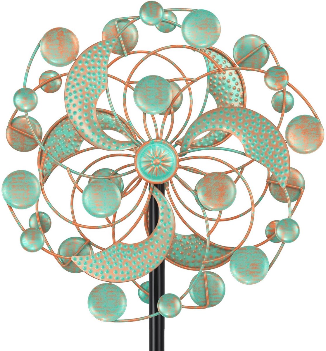 Dailygoods- Windspinner 360° - Tuindecoratie - Buitendecoratie - Sculptuur - Kinetische Pinwheels - Metalen Beugel