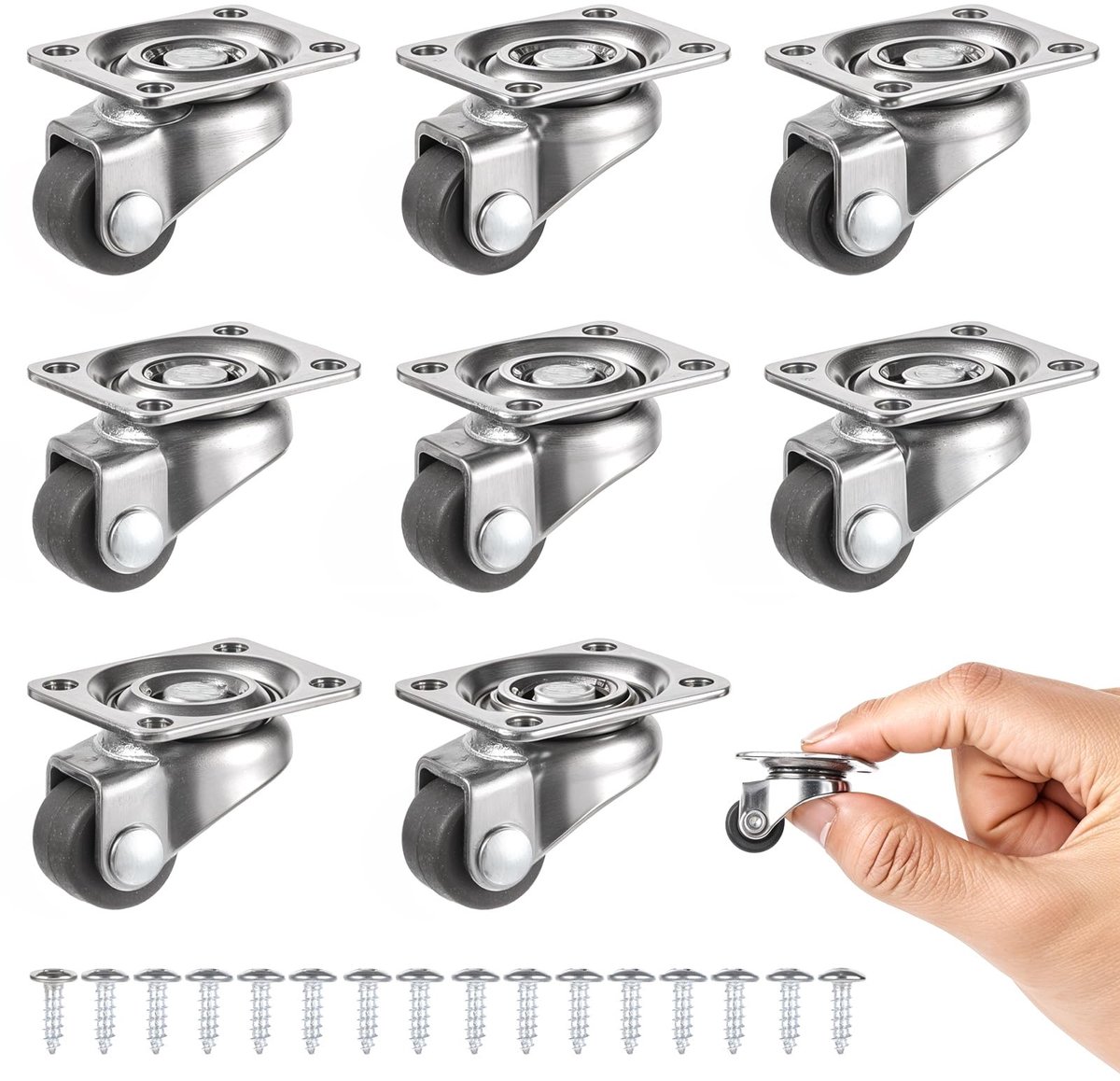 Dailygoods- Meubelwielen 8 Stuks - Zwenkwielen - Rolwielen - Draaibaar - Rubber - Universeel Gebruik - Voor Mini-Meubels