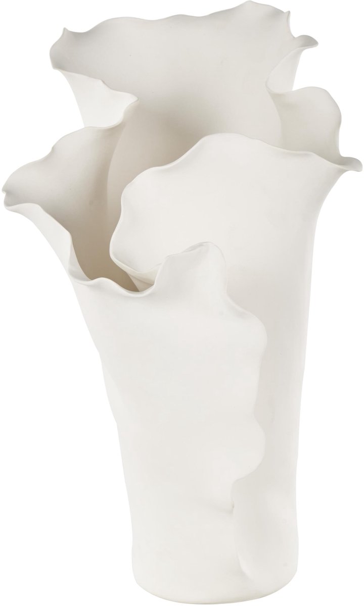 Vaas met abstract bloemenmotief, geïnspireerd tafelblad, bloemenvaas voor woondecoratie, 22,9 x 27,9 x 40,6 cm, crèmekleurig
