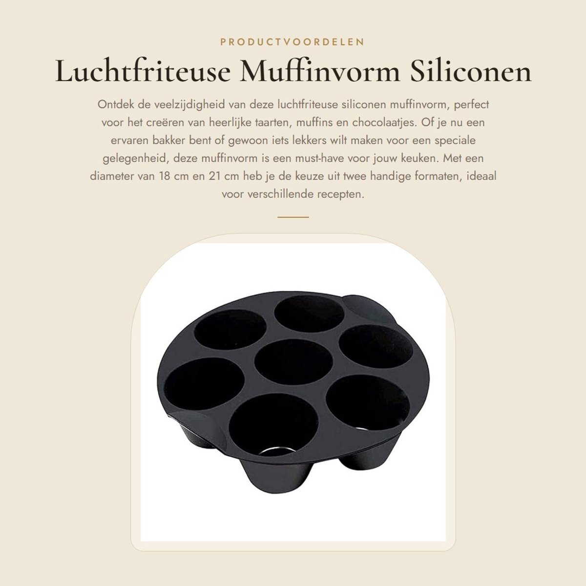 Dailygoods- Muffinvorm Siliconen 18/21 cm - Muffinvorm Airfryer - Taartaccessoires - Herbruikbaar - Eenvoudig te reinigen - Zacht maar sterk - Bakvorm