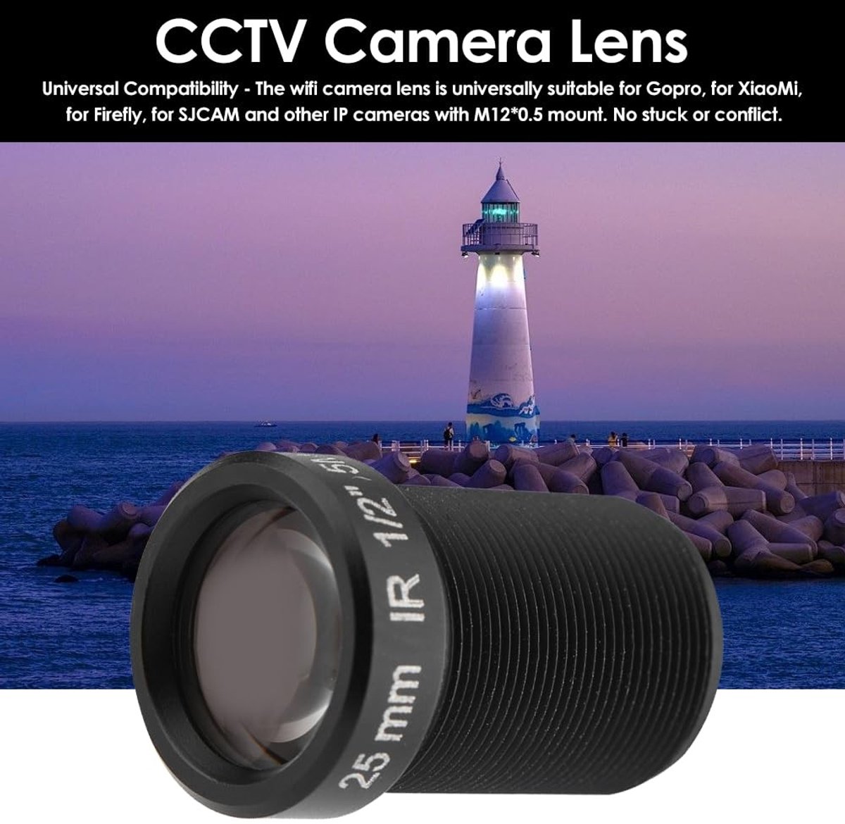 Dailygoods- CCTV-cameralens 25 mm - 5 Miljoen Pixels - Nachtzicht - Universele Compatibiliteit - Hoge Resolutie - Scherpe Beeldkwaliteit - Camera Lens