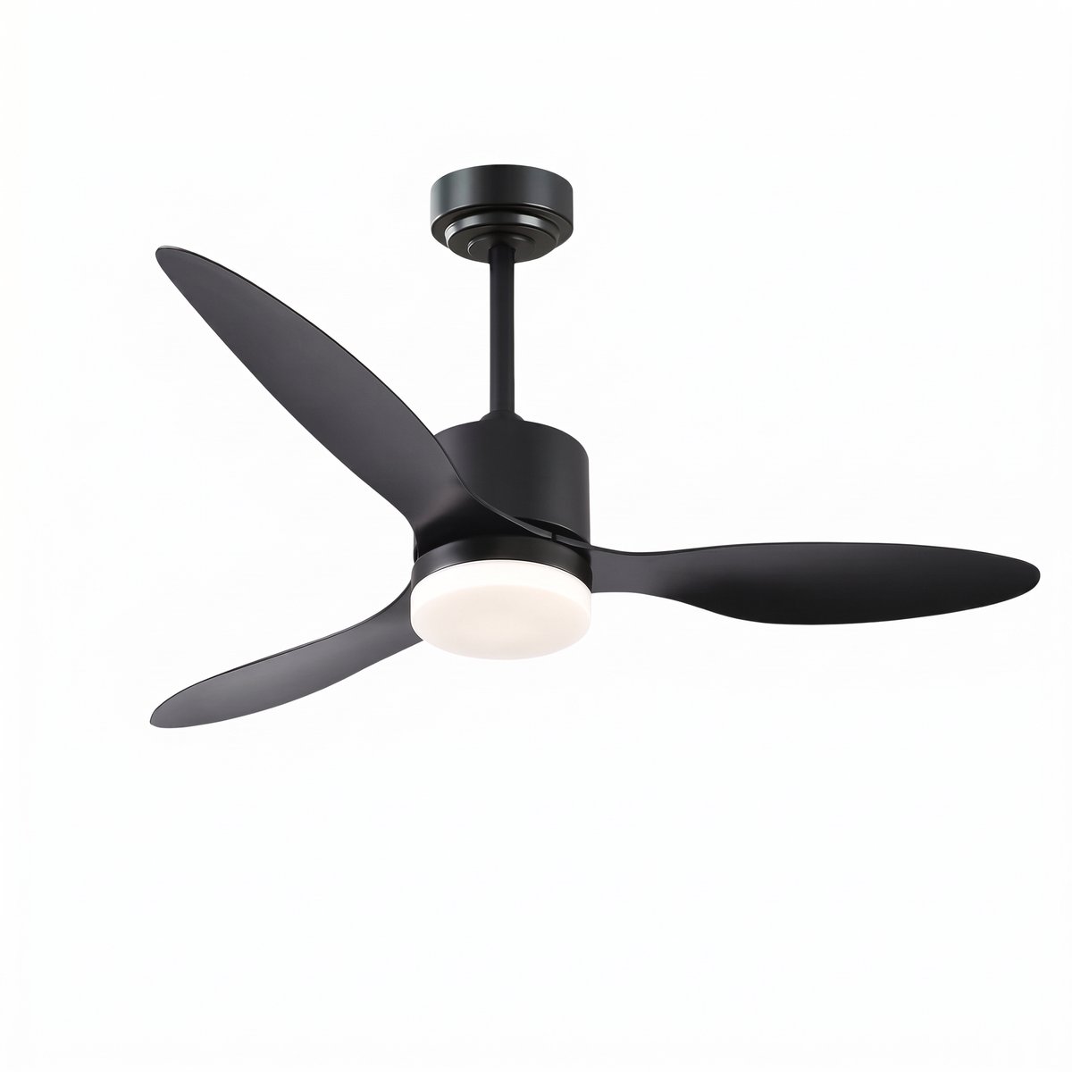 Sentara Plafondventilator met Verlichting en Afstandsbediening – 3 Wieken – Dimbaar – 6 Standen – Omkeerbaar – 105/132 cm – voor Woonkamer & Slaapkamer – Mat Zwart