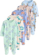 Next - Jongens - Set van 5 babypyjama's met tweewegritssluiting - Blauw