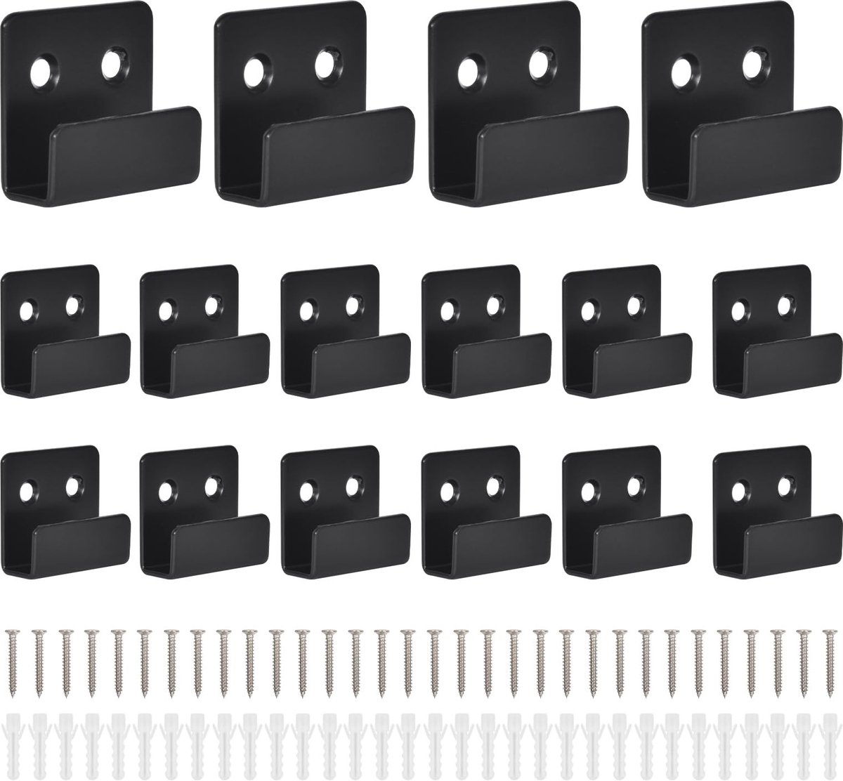 Dailygoods - 16 stuks U-haken met 32 schroeven, roestvrij staal, U-beugel, zware wandhaken