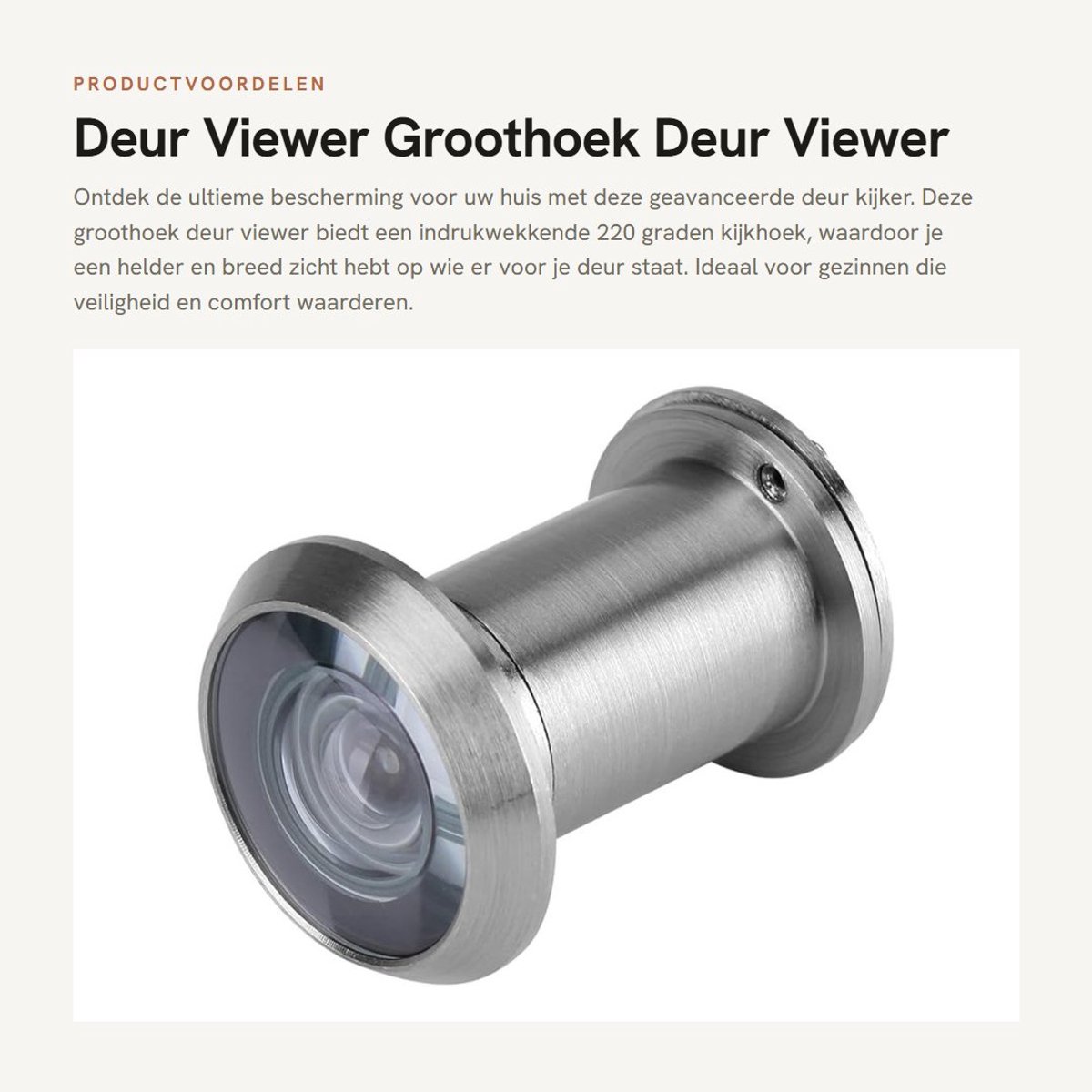 Dailygoods- Deurviewer 220 Graden - Optische Glazen Lens - Hoogwaardig Kopermateriaal - Duurzaam - Veiligheidsvoorziening - Helder Zicht - Deurkijker