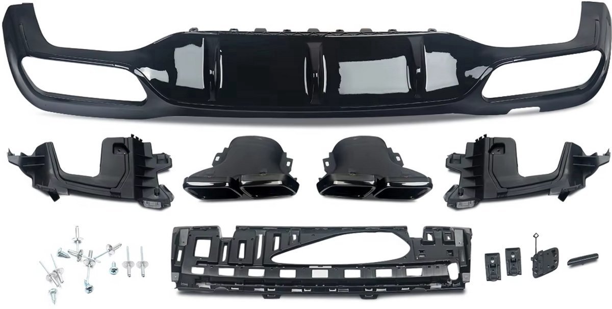 Bumper Diffuser Carbon look - Passend voor Mercedes W213 E, Carbon Look en Achterbumper - Voor Auto Styling, Vervanging en Tuning