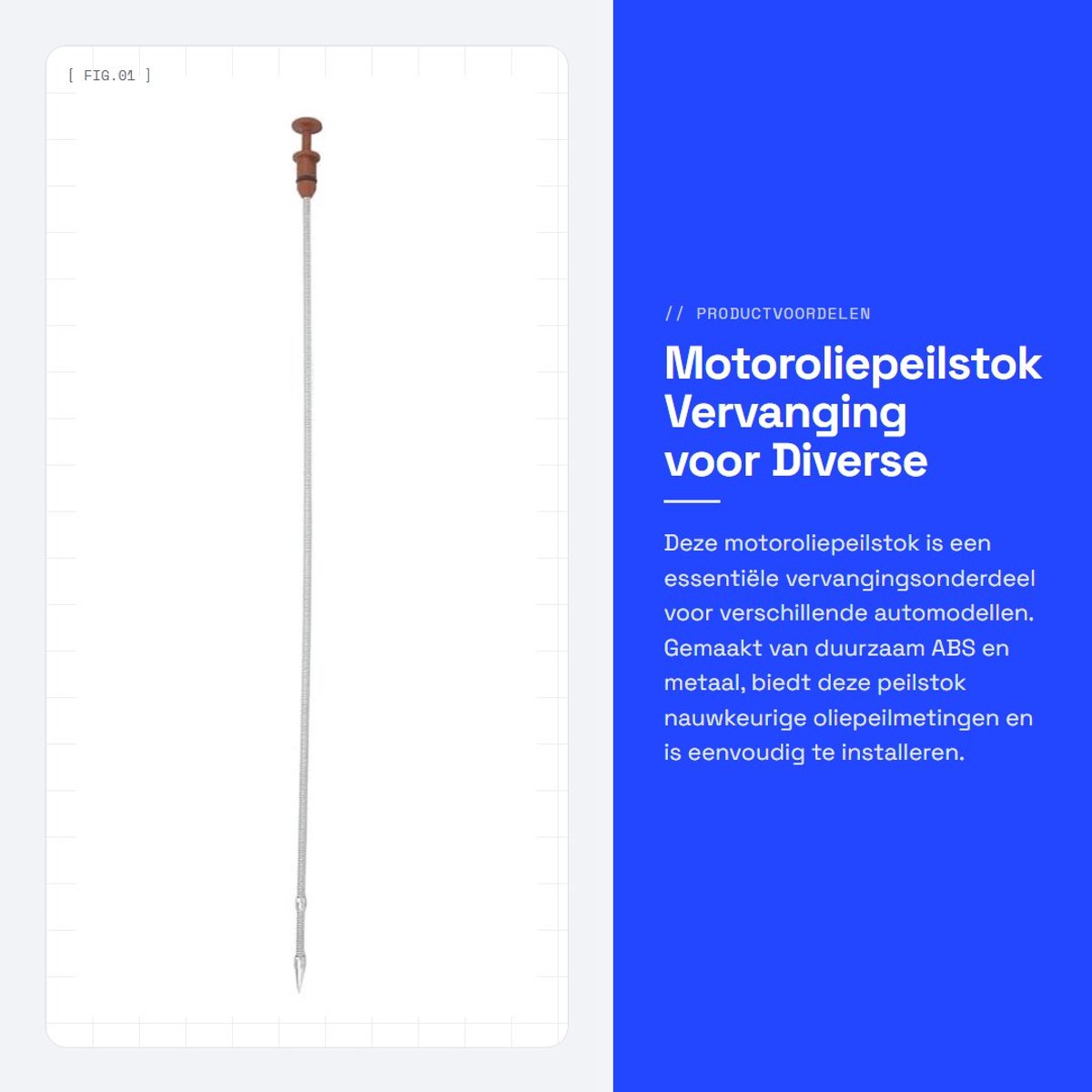 Dailygoods- Motoroliepeilstok Vervanging voor C3/C4/DS3/DS4/DS5 - ABS/Metaal - OEM-nummer 1174G0 - 1.6T-motor - Indicator - Schokbestendig - Oliepeilstok