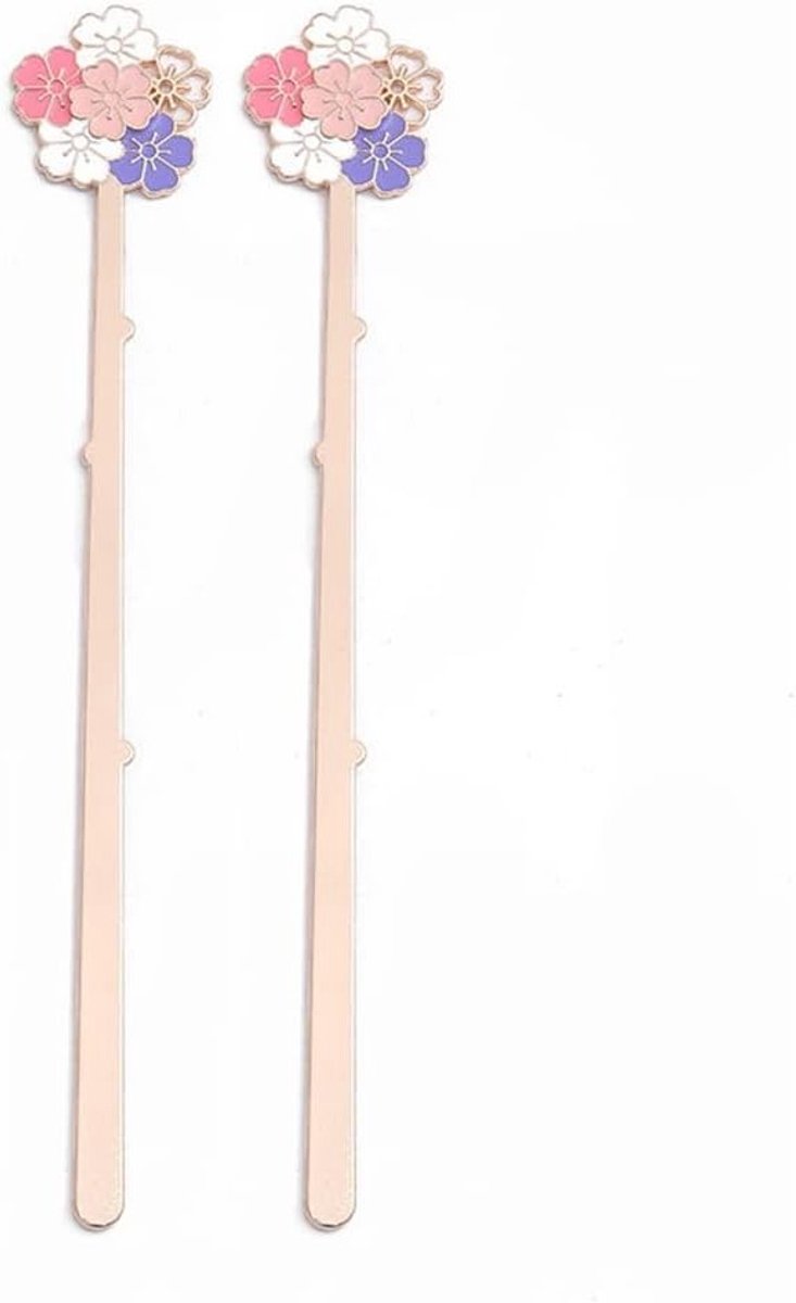 2 Stuks Roestvrijstalen Boekenleggers met Sakura Bloem Design - Perfecte Cadeaus voor Vrienden, Vrouwen, Kinderen en Leraren