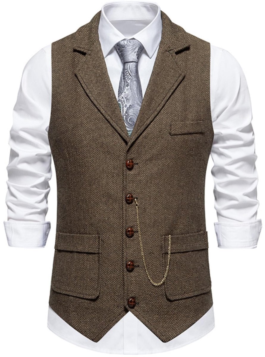 Dailygoods - Klassiek Tweed Pak Vest voor Heren - Casual Mouwloos Jasje