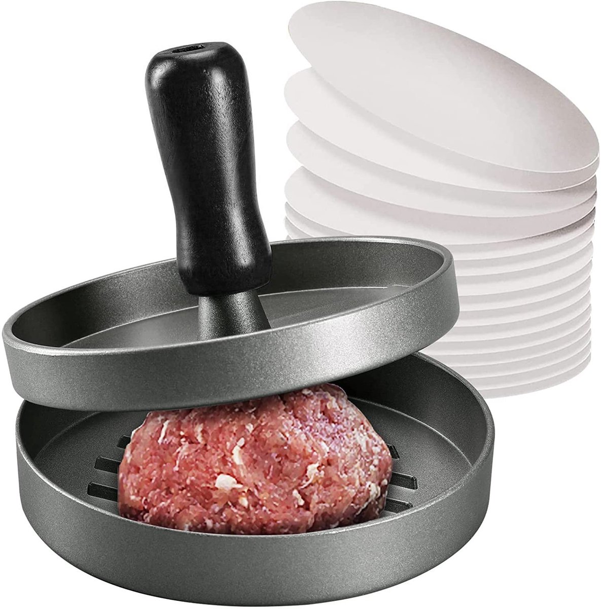 Dailygoods - Hamburgerpers met 100 Anti-aanbak Waspapieren voor Perfecte Burgers