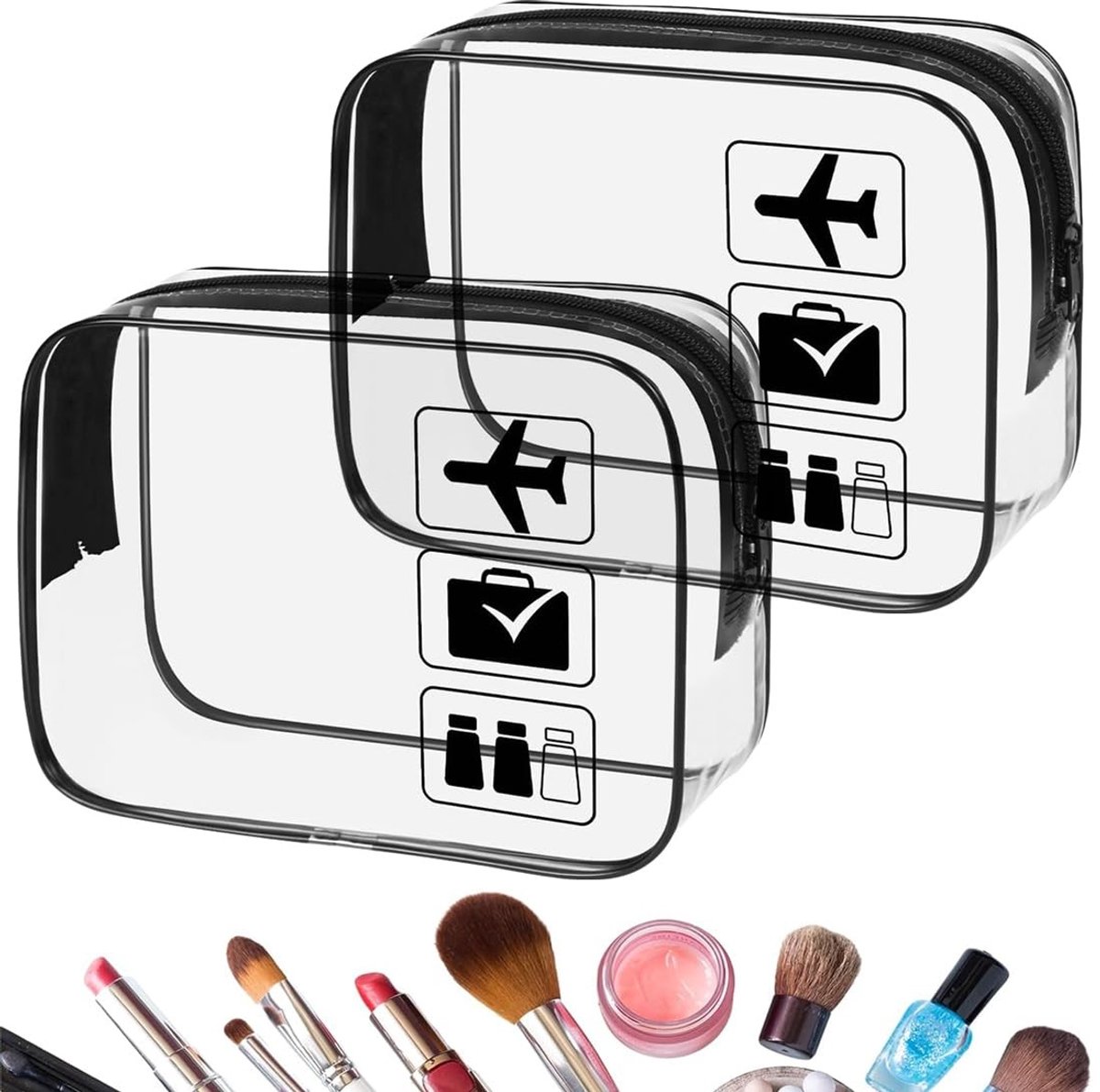 Dailygoods - 2 Stuks Transparante Toilettassen - Waterdichte TSA-reistas voor Vloeistoffen