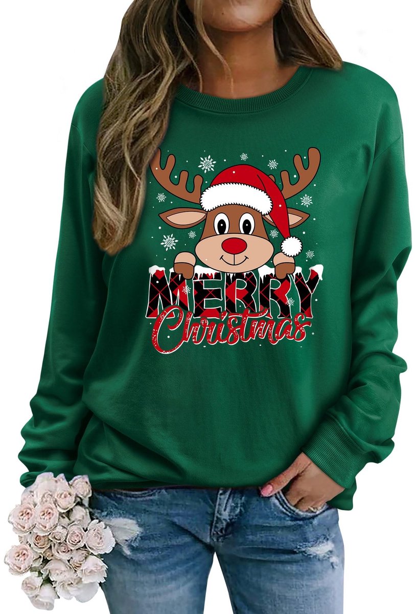 Dailygoods - Kersttrui voor Dames - Casual Sweatshirt met Ronde Hals en Lange Mouwen