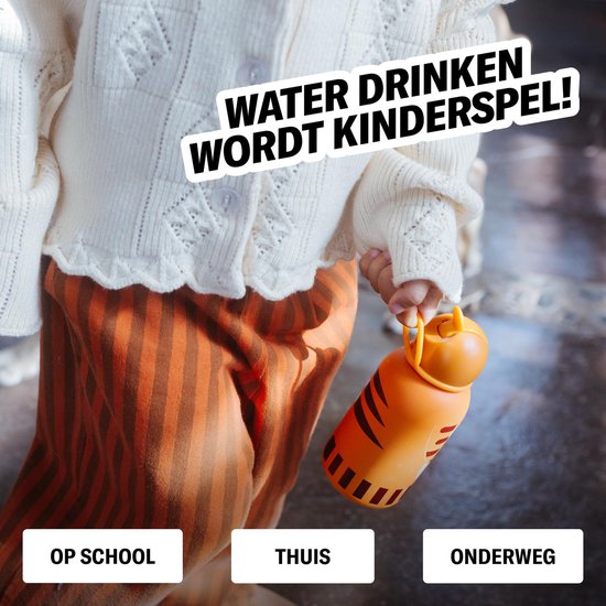 Dailygoods - Waterdrop Baby Drinkfles Inox 400ml - Geïsoleerde Peuter Fles Lekvrij Met Rietje van Dailygoods — afbeelding 5